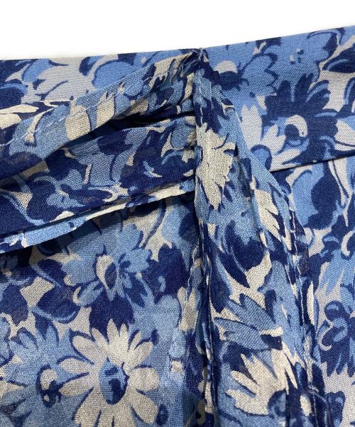 POLO RALPH LAUREN（ポロ・ラルフローレン）POLO RALPH LAUREN (ポロ・ラルフローレン) シルク花柄シアースカート ブルー サイズ:4の古着・服飾アイテム