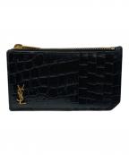 Saint Laurent Parisサンローランパリ）の古着「クロコ型押しカードケース」｜ブラック