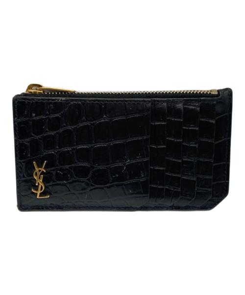 Saint Laurent Paris（サンローランパリ）Saint Laurent Paris (サンローランパリ) クロコ型押しカードケース ブラックの古着・服飾アイテム