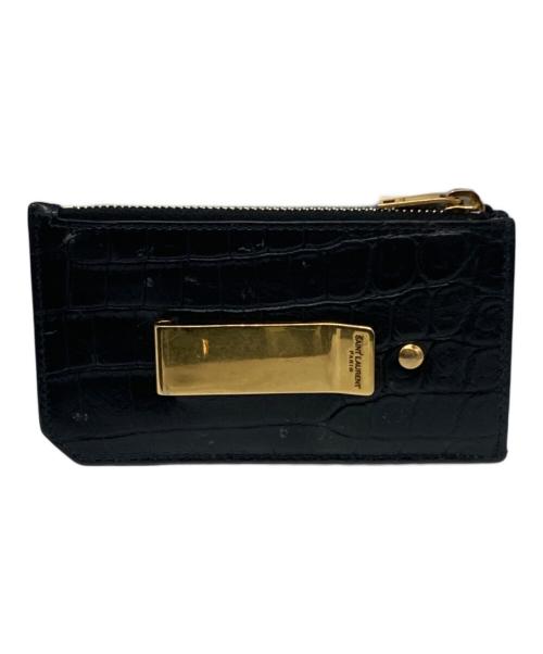 Saint Laurent Paris（サンローランパリ）Saint Laurent Paris (サンローランパリ) クロコ型押しカードケース ブラックの古着・服飾アイテム