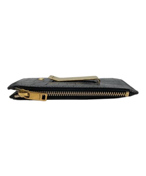 Saint Laurent Paris（サンローランパリ）Saint Laurent Paris (サンローランパリ) クロコ型押しカードケース ブラックの古着・服飾アイテム