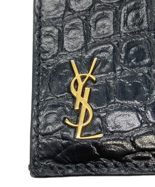 Saint Laurent Paris（サンローランパリ）Saint Laurent Paris (サンローランパリ) クロコ型押しカードケース ブラックの古着・服飾アイテム