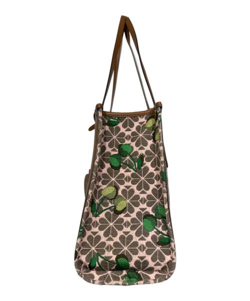 Kate Spade（ケイトスペード）Kate Spade (ケイトスペード) スペードフラワージャカードマーケットチェリーミディアムトート ベージュの古着・服飾アイテム