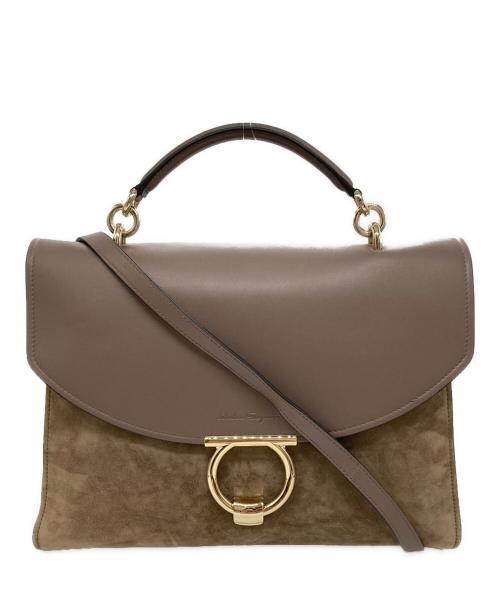 Salvatore Ferragamo（サルヴァトーレ フェラガモ）Salvatore Ferragamo (サルヴァトーレ フェラガモ) 2WAY トップハンドルバッグ ブラウンの古着・服飾アイテム