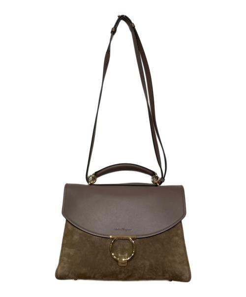 Salvatore Ferragamo（サルヴァトーレ フェラガモ）Salvatore Ferragamo (サルヴァトーレ フェラガモ) 2WAY トップハンドルバッグ ブラウンの古着・服飾アイテム