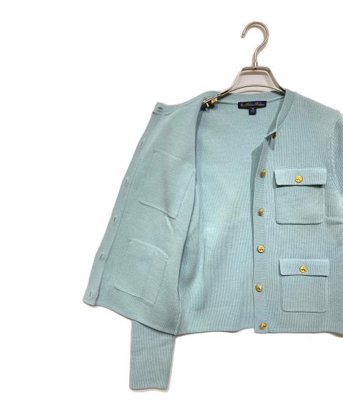 BROOKS BROTHERS（ブルックスブラザーズ）BROOKS BROTHERS (ブルックスブラザーズ) ミラノリブ ゴールドボタン ノーカラーニットジャケット ブルー サイズ:XSの古着・服飾アイテム