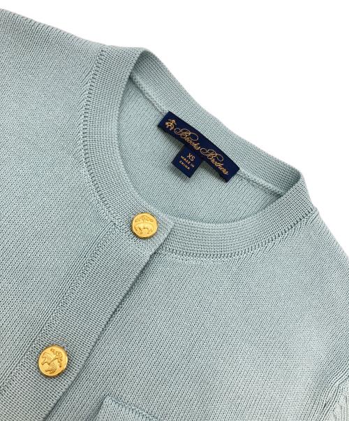 BROOKS BROTHERS（ブルックスブラザーズ）BROOKS BROTHERS (ブルックスブラザーズ) ミラノリブ ゴールドボタン ノーカラーニットジャケット ブルー サイズ:XSの古着・服飾アイテム