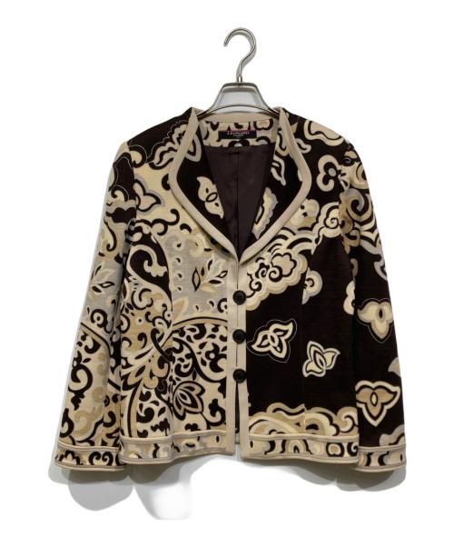 LEONARD（レオナール）LEONARD (レオナール) 総柄ジャケット ブラウン サイズ:11ARの古着・服飾アイテム