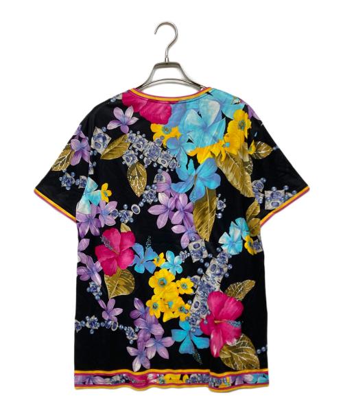 LEONARD（レオナール）LEONARD (レオナール) 総柄ロングTシャツ ブラック×マルチカラー サイズ:Mの古着・服飾アイテム