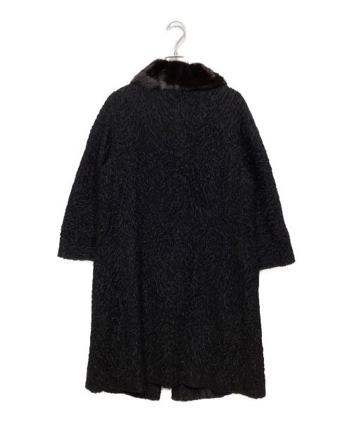 FENDI（フェンディ）FENDI (フェンディ) ミンクファー襟付きジャガードコート ブラック サイズ:40の古着・服飾アイテム