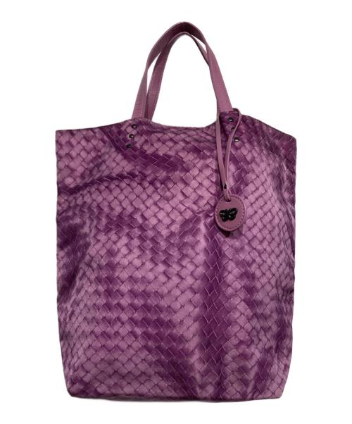 BOTTEGA VENETA（ボッテガベネタ）BOTTEGA VENETA (ボッテガベネタ) ナイロン プリントハンドバッグ パープルの古着・服飾アイテム