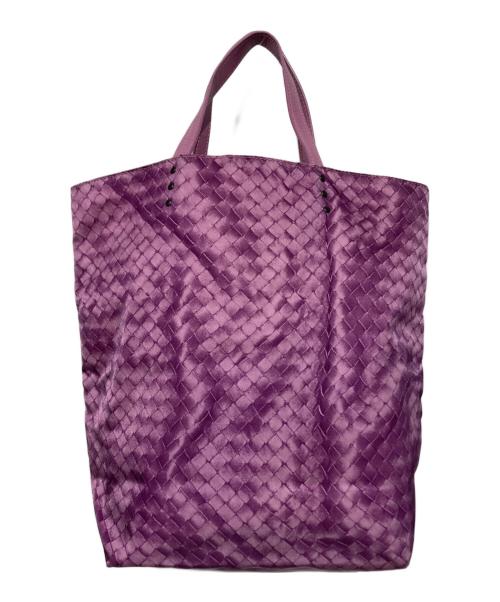 BOTTEGA VENETA（ボッテガベネタ）BOTTEGA VENETA (ボッテガベネタ) ナイロン プリントハンドバッグ パープルの古着・服飾アイテム