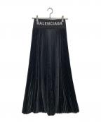 BALENCIAGAバレンシアガ）の古着「ウエストロゴ プリーツサテンスカート」｜ブラック