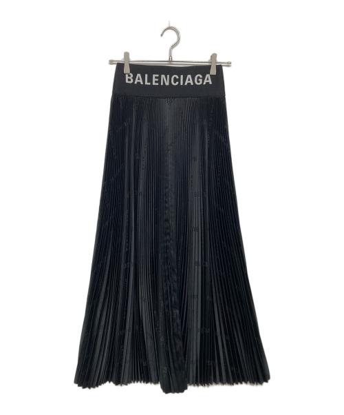 BALENCIAGA（バレンシアガ）BALENCIAGA (バレンシアガ) ウエストロゴ プリーツサテンスカート ブラック サイズ:36の古着・服飾アイテム