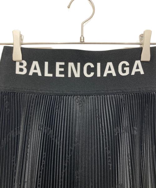 BALENCIAGA（バレンシアガ）BALENCIAGA (バレンシアガ) ウエストロゴ プリーツサテンスカート ブラック サイズ:36の古着・服飾アイテム