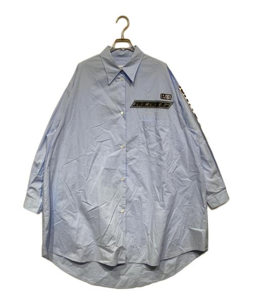 MM6 Maison Margiela（エムエムシックスメゾンマルジェラ）MM6 Maison Margiela (エムエムシックスメゾンマルジェラ) プリント シャツワンピース ブルー サイズ:Ｍの古着・服飾アイテム