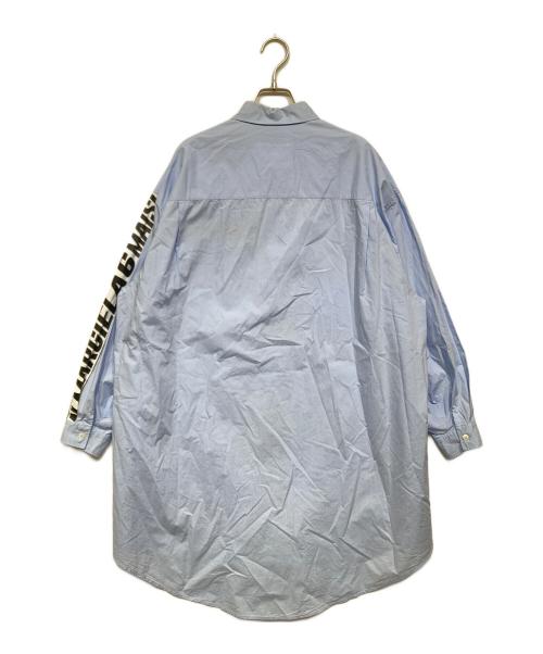 MM6 Maison Margiela（エムエムシックスメゾンマルジェラ）MM6 Maison Margiela (エムエムシックスメゾンマルジェラ) プリント シャツワンピース ブルー サイズ:Ｍの古着・服飾アイテム