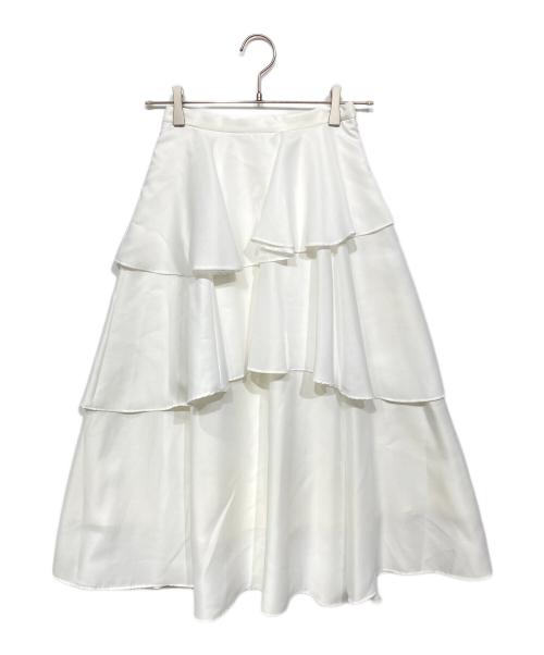 Snidel（スナイデル）Snidel (スナイデル) Sustainableニットカーデ×ティアードスカートセット ホワイト×グリーンの古着・服飾アイテム