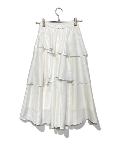 Snidel（スナイデル）Snidel (スナイデル) Sustainableニットカーデ×ティアードスカートセット ホワイト×グリーンの古着・服飾アイテム