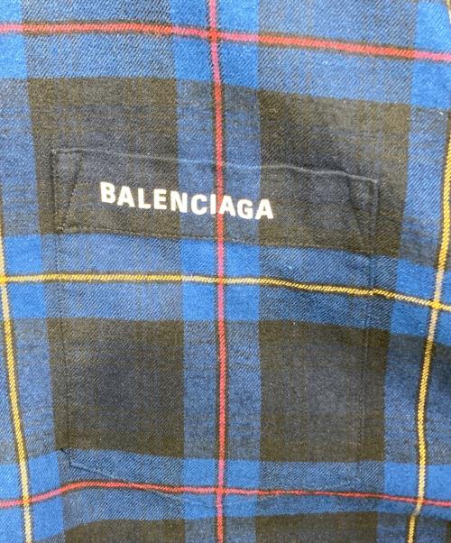 BALENCIAGA（バレンシアガ）BALENCIAGA (バレンシアガ) オーバーサイズチェックシャツ ブルー サイズ:Lの古着・服飾アイテム