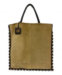 LOEWE（ロエベ）の古着「アナグラムスエードトートバッグ」｜ブラウン×ベージュ