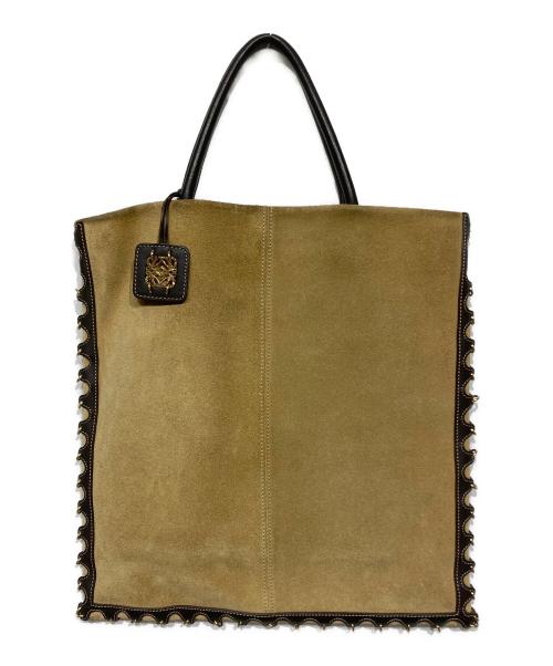 LOEWE（ロエベ）LOEWE (ロエベ) アナグラムスエードトートバッグ ブラウン×ベージュの古着・服飾アイテム