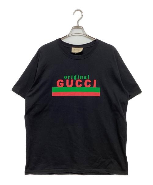 GUCCI（グッチ）GUCCI (グッチ) ロゴプリントTシャツ ブラック サイズ:XLの古着・服飾アイテム