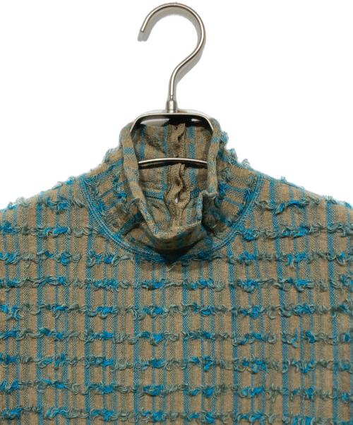 IRENE（アイレネ）IRENE (アイレネ) Cut Yarn Knit Tops ベージュ×ブルー サイズ:36の古着・服飾アイテム