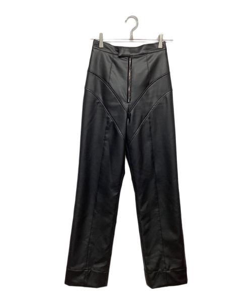 FETICO（フェティコ）FETICO (フェティコ) フェイクレザー ハイライズパンツ ブラック サイズ:記載なしの古着・服飾アイテム