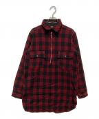 BUCK SKEINバックスケイン）の古着「ウールハーフジップシャツ」｜レッド×ブラック