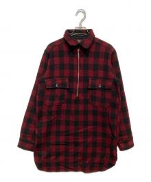 BUCK SKEIN（バックスケイン）の古着「ウールハーフジップシャツ」｜レッド×ブラック