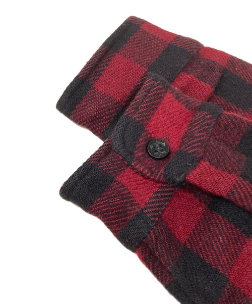 BUCK SKEIN（バックスケイン）BUCK SKEIN (バックスケイン) ウールハーフジップシャツ レッド×ブラック サイズ:不明の古着・服飾アイテム