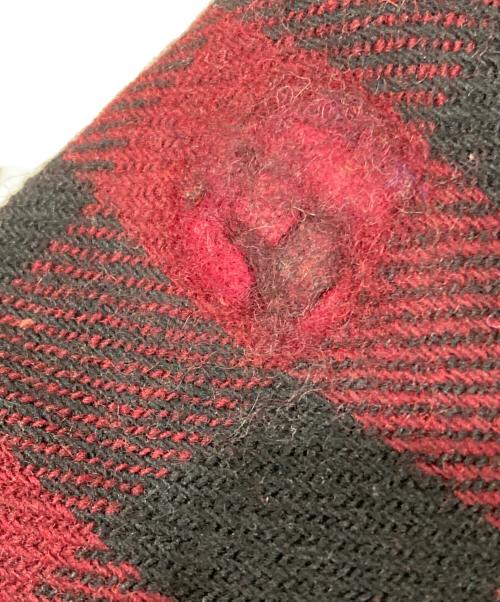 BUCK SKEIN（バックスケイン）BUCK SKEIN (バックスケイン) ウールハーフジップシャツ レッド×ブラック サイズ:不明の古着・服飾アイテム