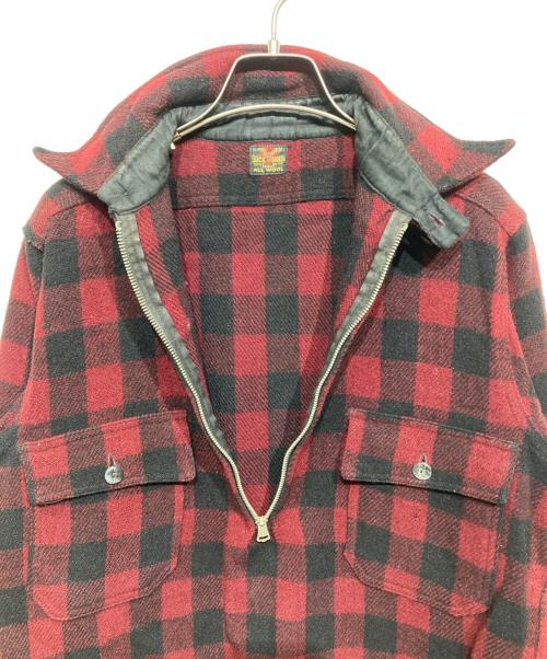 BUCK SKEIN（バックスケイン）BUCK SKEIN (バックスケイン) ウールハーフジップシャツ レッド×ブラック サイズ:不明の古着・服飾アイテム