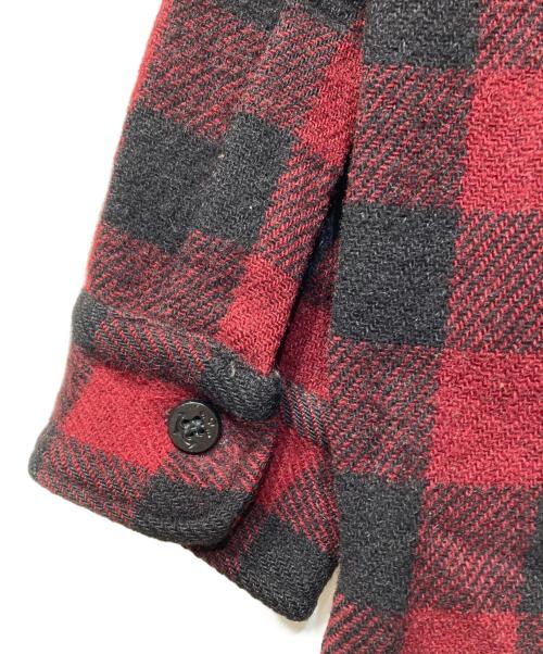 BUCK SKEIN（バックスケイン）BUCK SKEIN (バックスケイン) ウールハーフジップシャツ レッド×ブラック サイズ:不明の古着・服飾アイテム