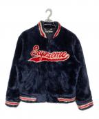 SUPREMEシュプリーム）の古着「Faux Fur Varsity Jacket」｜ネイビー×レッド