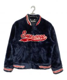 SUPREME（シュプリーム）の古着「Faux Fur Varsity Jacket」｜ネイビー×レッド