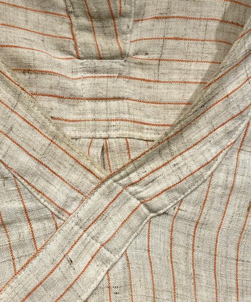KHOKI（コッキ）KHOKI (コッキ) Stripe Linen Pullover Shirt ベージュ サイズ:2の古着・服飾アイテム