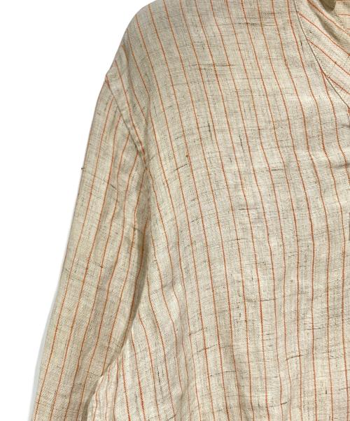 KHOKI（コッキ）KHOKI (コッキ) Stripe Linen Pullover Shirt ベージュ サイズ:2の古着・服飾アイテム