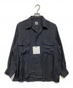 YOKEヨーク）の古着「Modal Twill Double Pocket Open Collar Shirt」｜ネイビー