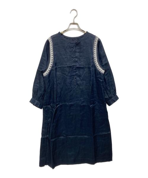 genten（ゲンテン）genten (ゲンテン) リネンワンピース ネイビー サイズ:40の古着・服飾アイテム