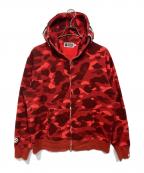 A BATHING APEアベイシングエイプ）の古着「Color Camo Shark Full Zip Hoodie」｜レッド