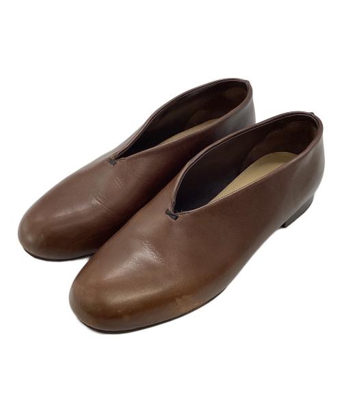 LEMAIRE（ルメール）LEMAIRE (ルメール) レザーVカットフラットシューズ ブラウン サイズ:37の古着・服飾アイテム