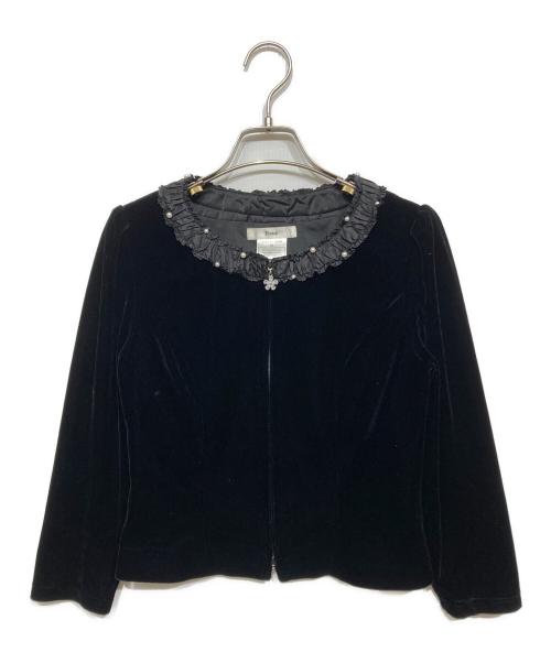 Rene（ルネ）Rene (ルネ) ベルベットジップジャケット ブラック サイズ:36の古着・服飾アイテム