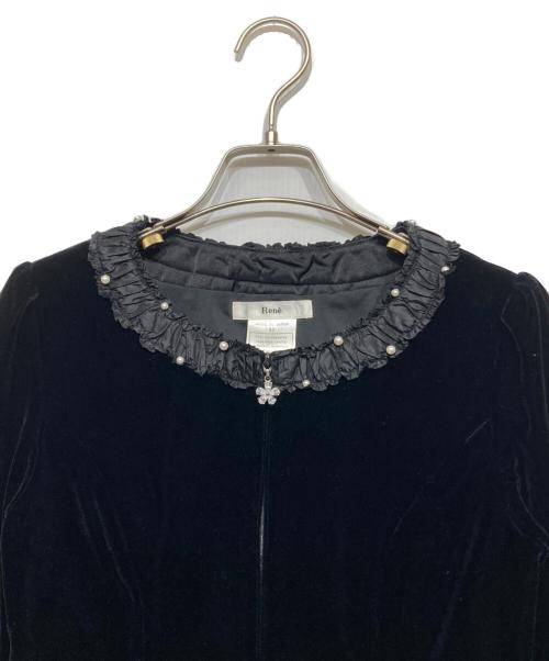 Rene（ルネ）Rene (ルネ) ベルベットジップジャケット ブラック サイズ:36の古着・服飾アイテム