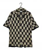 askyurselfアスクユアセルフ）の古着「CHECKERED CROCHET SHIRT」｜ブラック×アイボリー