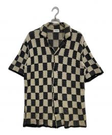askyurself（アスクユアセルフ）の古着「CHECKERED CROCHET SHIRT」｜ブラック×アイボリー