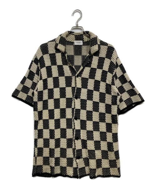 askyurself（アスクユアセルフ）askyurself (アスクユアセルフ) CHECKERED CROCHET SHIRT ブラック×アイボリー サイズ:Mの古着・服飾アイテム