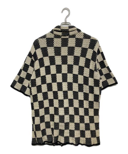 askyurself（アスクユアセルフ）askyurself (アスクユアセルフ) CHECKERED CROCHET SHIRT ブラック×アイボリー サイズ:Mの古着・服飾アイテム