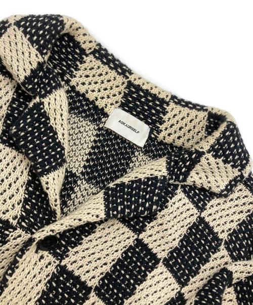 askyurself（アスクユアセルフ）askyurself (アスクユアセルフ) CHECKERED CROCHET SHIRT ブラック×アイボリー サイズ:Mの古着・服飾アイテム